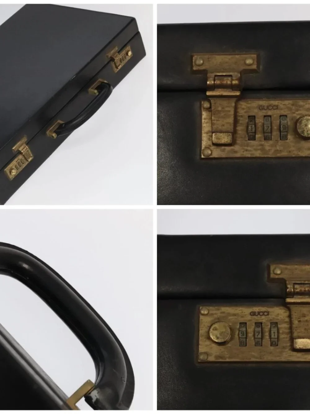 GUCCI Business Bag Leather Black Auth 93060